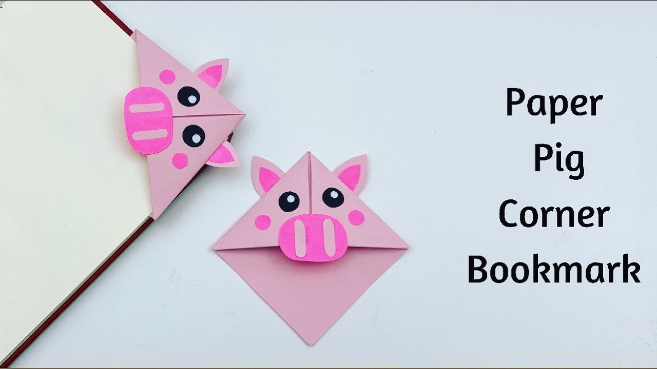 DIY Paper PIG Corner Bookmark!!! Paper Crafts For School / Origami Bookmark / Paper Craft