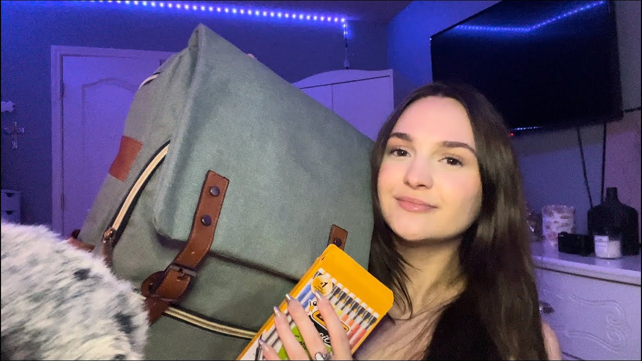 ASMR Going back to school (organize my back pack with me) + ramble 📚✏️