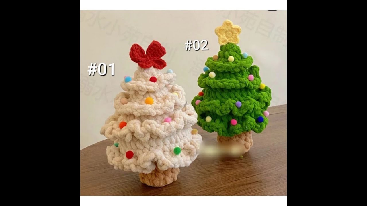 Hướng dẫn móc cây thông noel bằng len nhung đũa