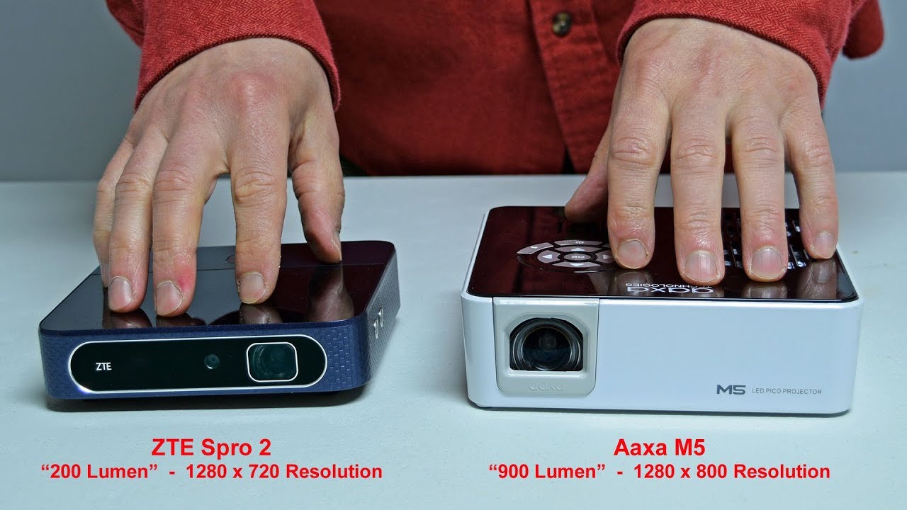 Projector Comparison: ZTE Spro 2 vs Aaxa M5 portable projector (Side by Side Review)
