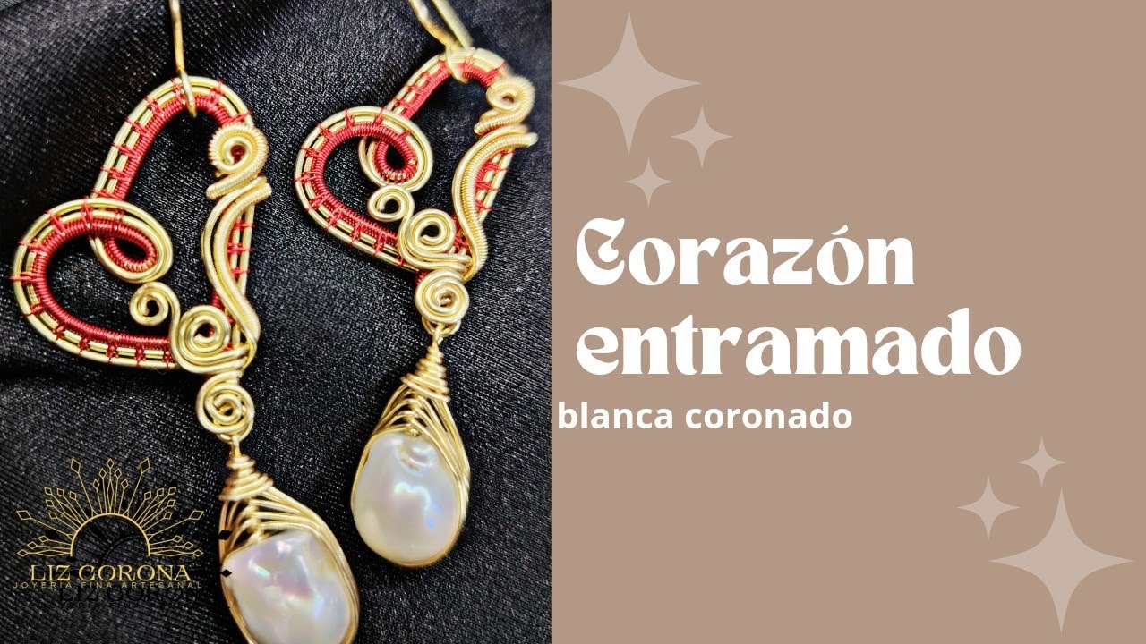 aretes en forma de corazón con tramado