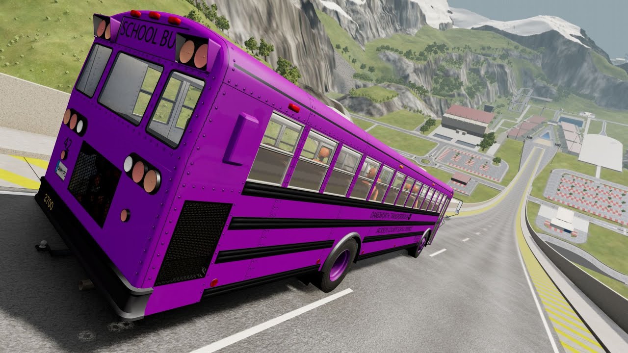 Dansworth American School Bus D2500 Jumps Down the Car Jump Arena, Part 2 🚌💥 - BeamNG.drive