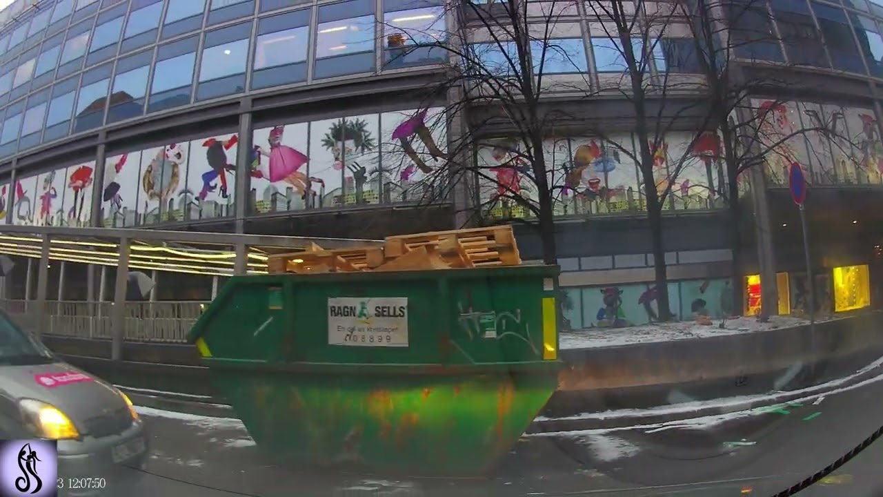 Driving in Oslo street 4K