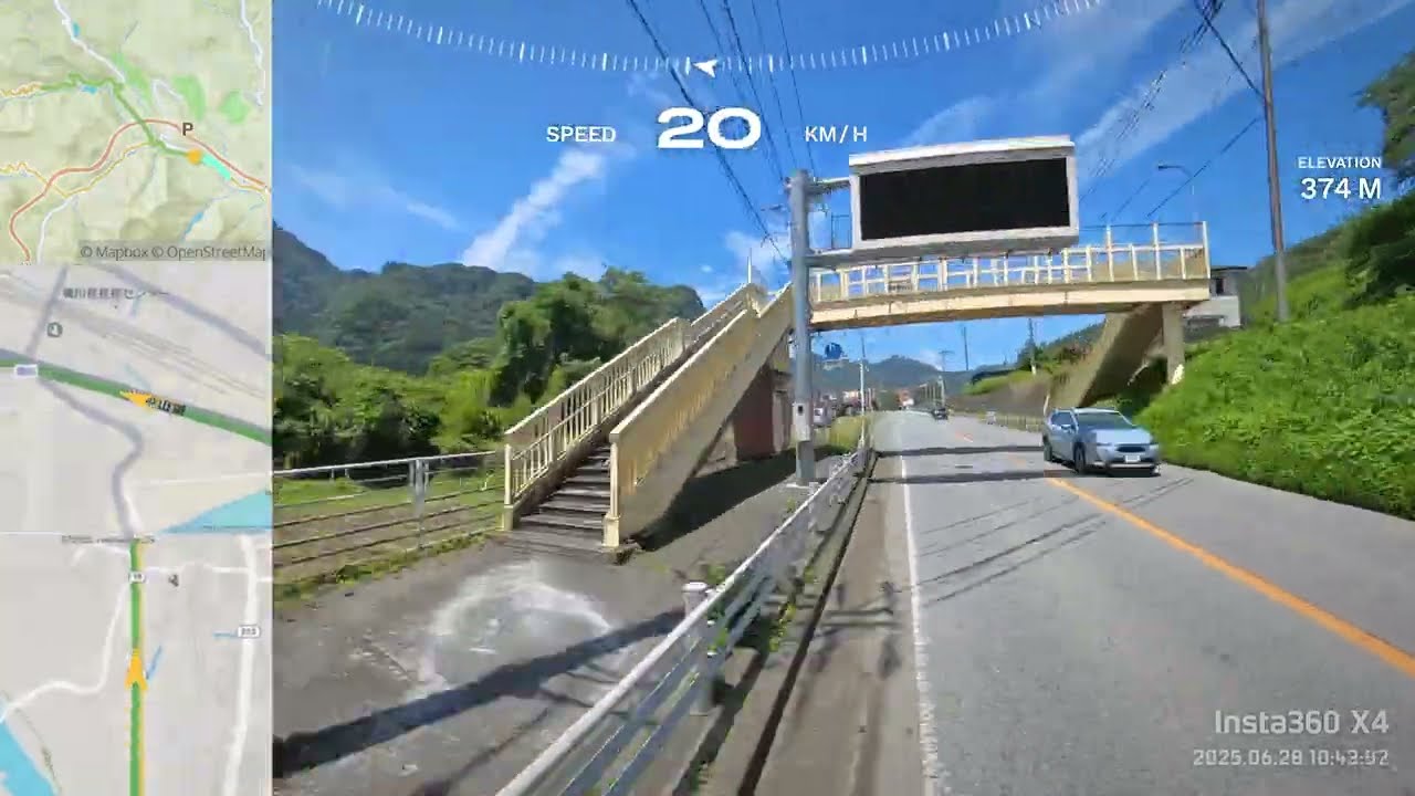 サイクリング車載（横川駅～碓氷峠旧道184カーブ～軽井沢駅～佐久平駅）2025-06-28 6倍速4K GPS地図