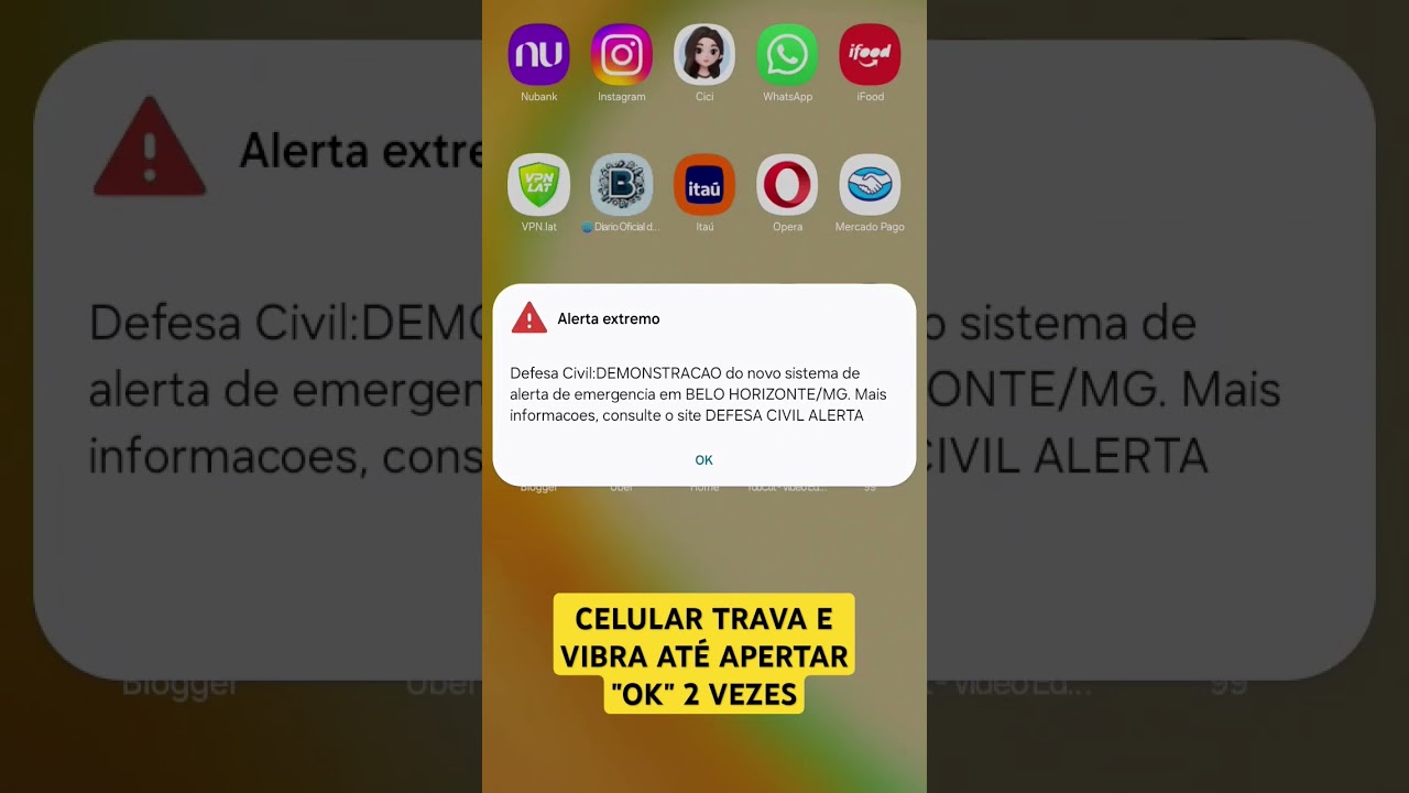ALERTA EXTREMO: Demonstração (Defesa civil)(Vibra e apita até apertar OK 2 vezes) 