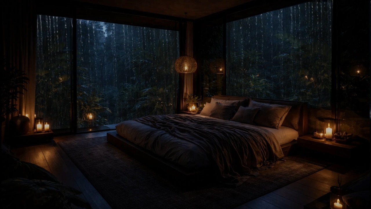 Jungle Rain at Night 🌧️ Relaxing Sleep Ambience