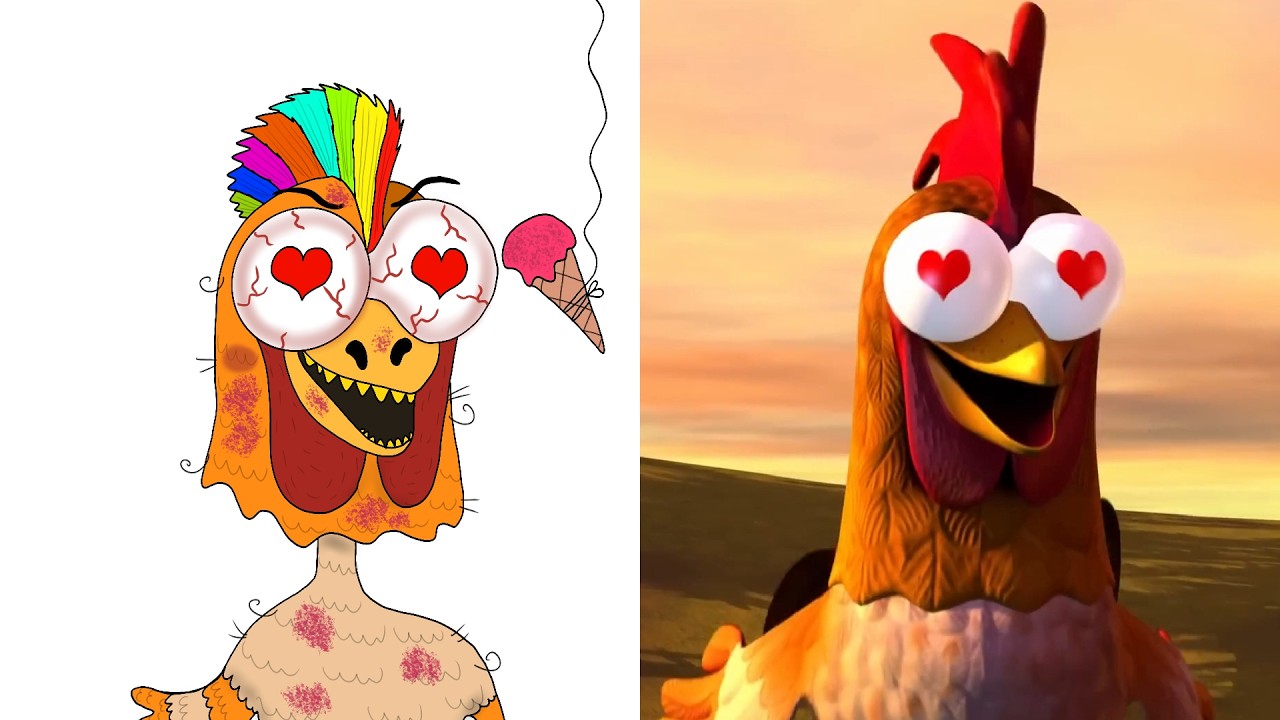 El Pinguino🐧 El Gallo y la Pata 🐔 Canciones de la Granja de Zenón Effect - Funny Drawing Meme