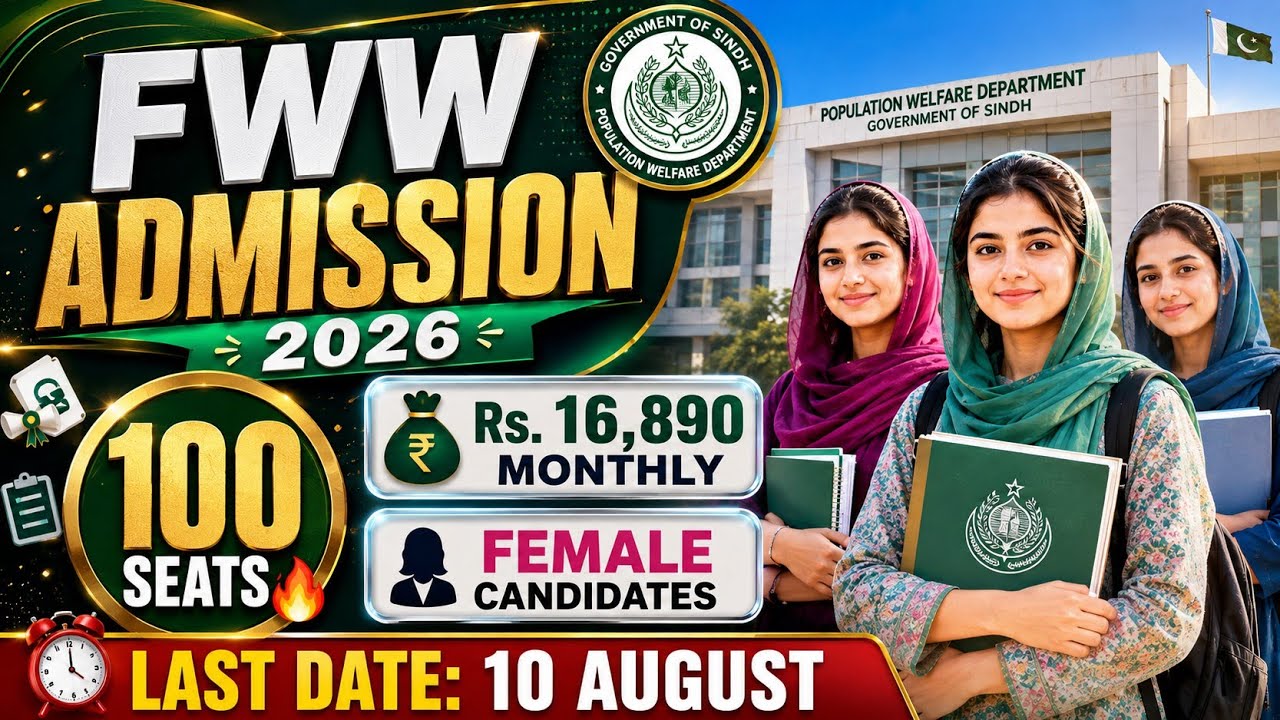 Population Welfare Department  FWW Admission 2026 | 100 Seats & Monthly Stipend Rs. 16,890