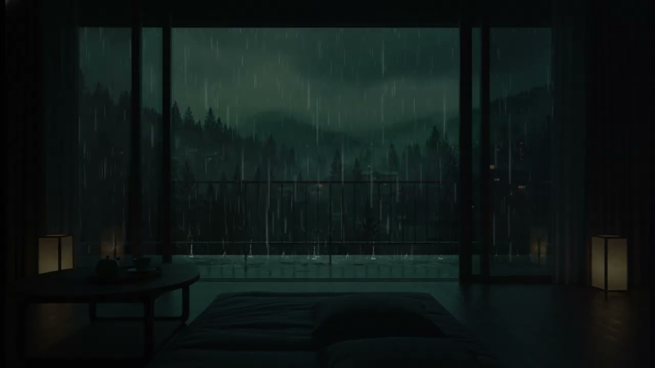 Rain in a Dark Bedroom | Calm Night Rain for Sleep & Relaxation