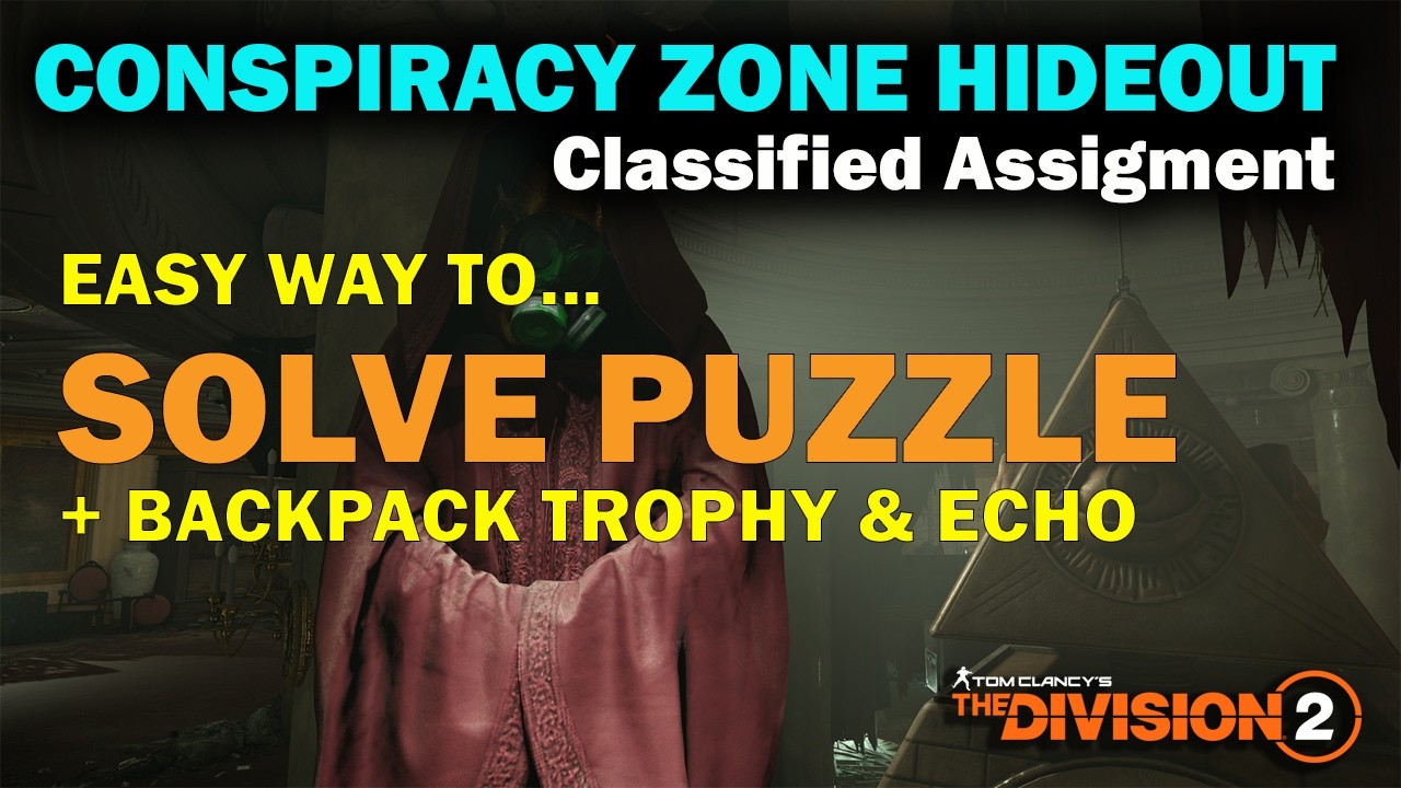 Classified Assignment: Conspiracy Zone Hideout - THE DIVISION 2 - easy Puzzle, Backpack Trophy, Echo