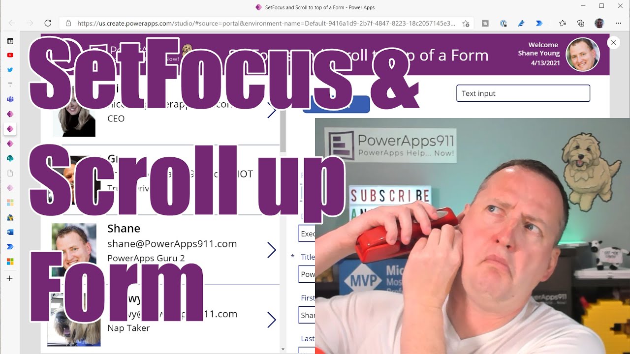 Power Apps SetFocus и прокрутка в начало формы
