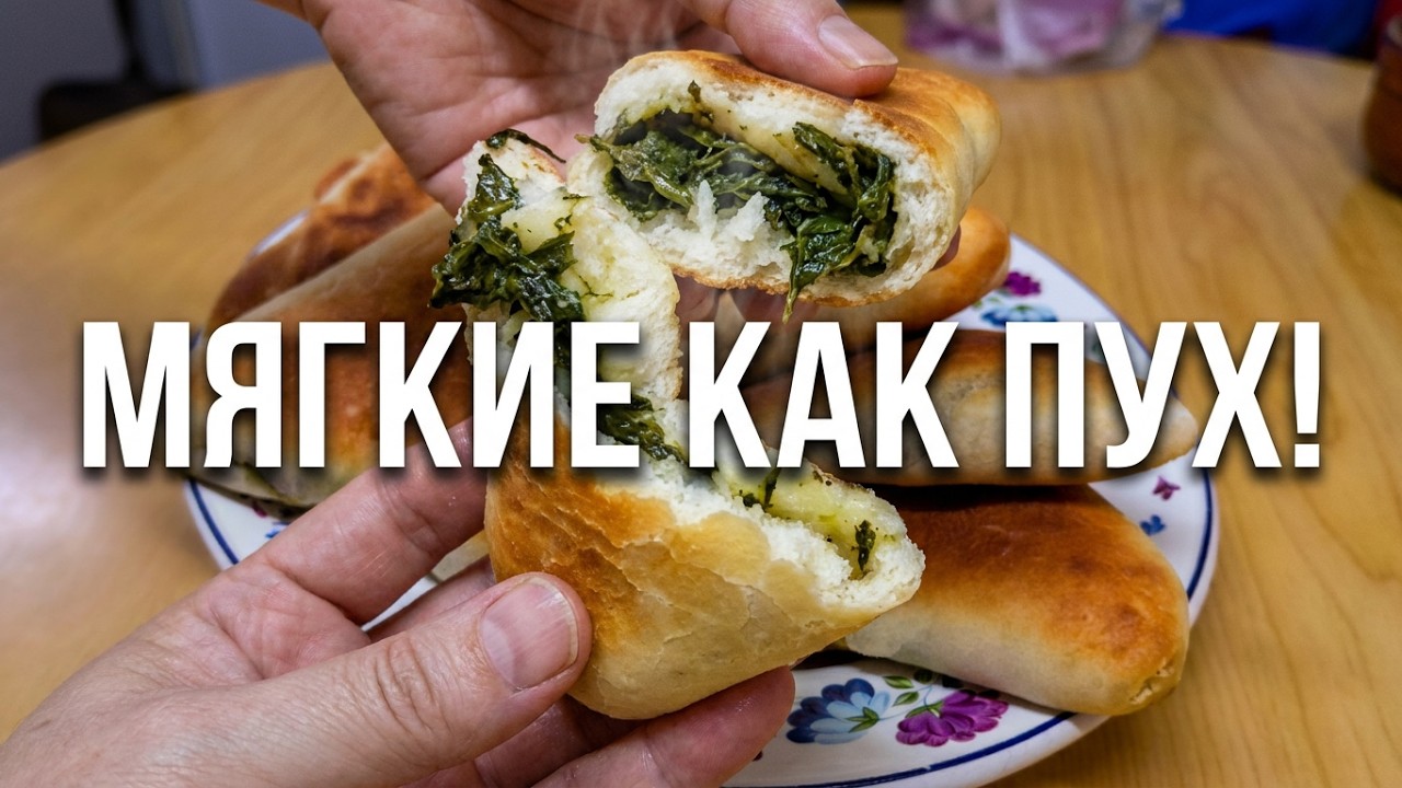 Тесто на воде, а мягкое как пух! Мой секрет пирожков со шпинатом, вкусно и просто!