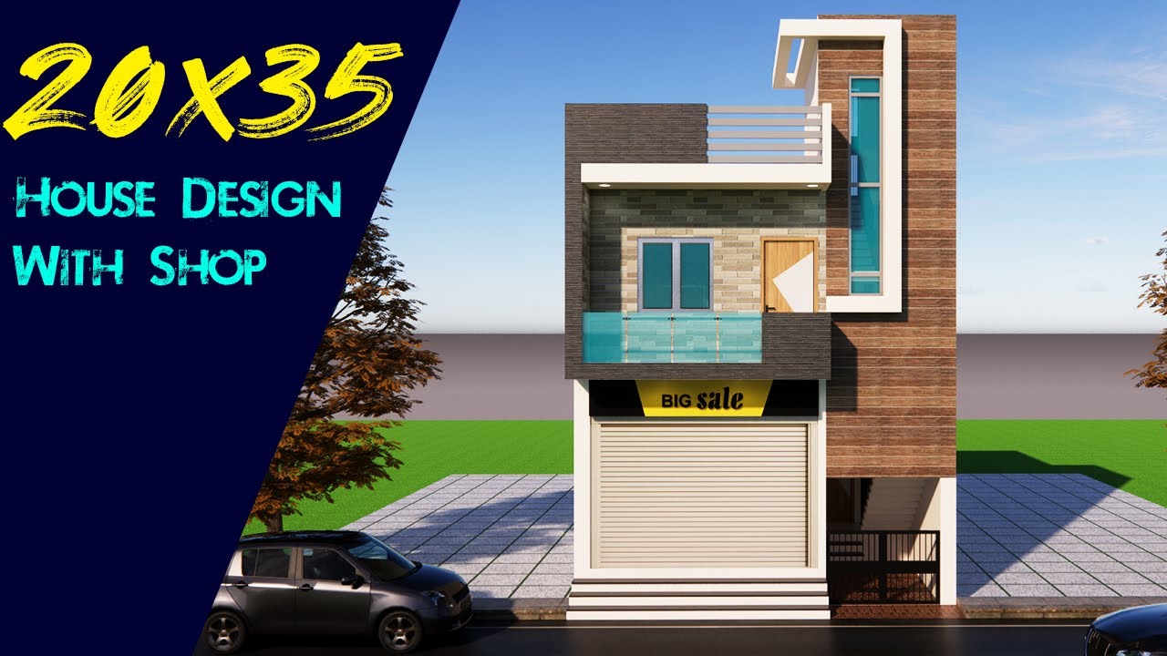 20*35 house plan with shop