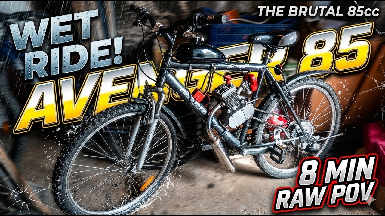 Ripping My Avenger 85 Motorized Bike In Rain! (8 Minute RAW POV)