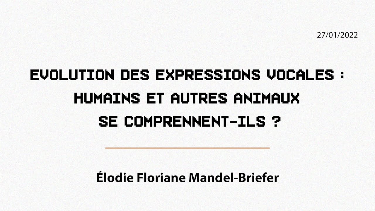 Évolution des expressions vocales : humains & autres animaux se comprennent-ils ?- Elodie F. BRIEFER