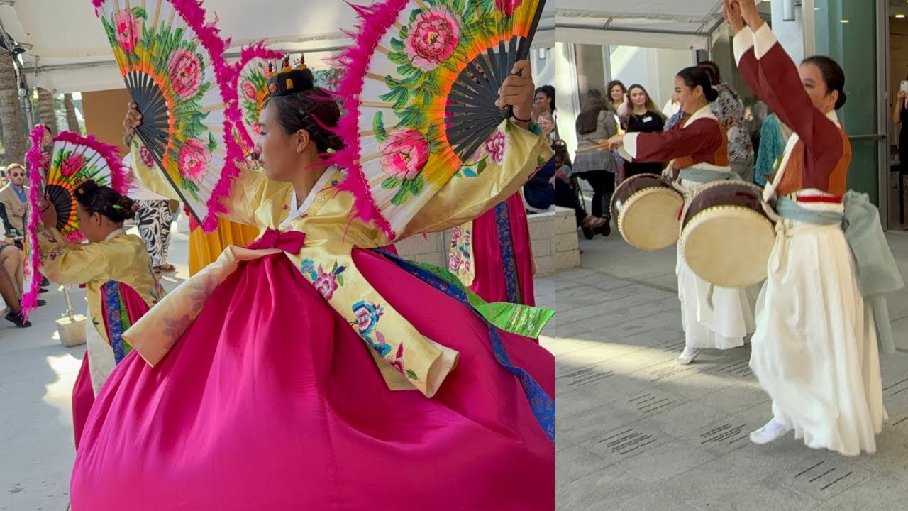 E798: Korean Jindo Drum Dance and Buchaechum 'Fan Dance' @ Grand  Opening