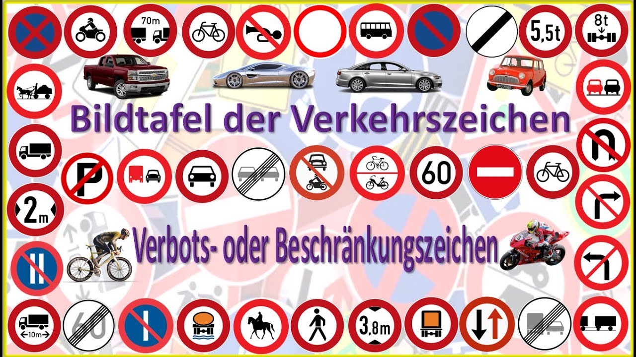 Bildtafel der Verkehrszeichen - Verbots- oder Beschränkungszeichen