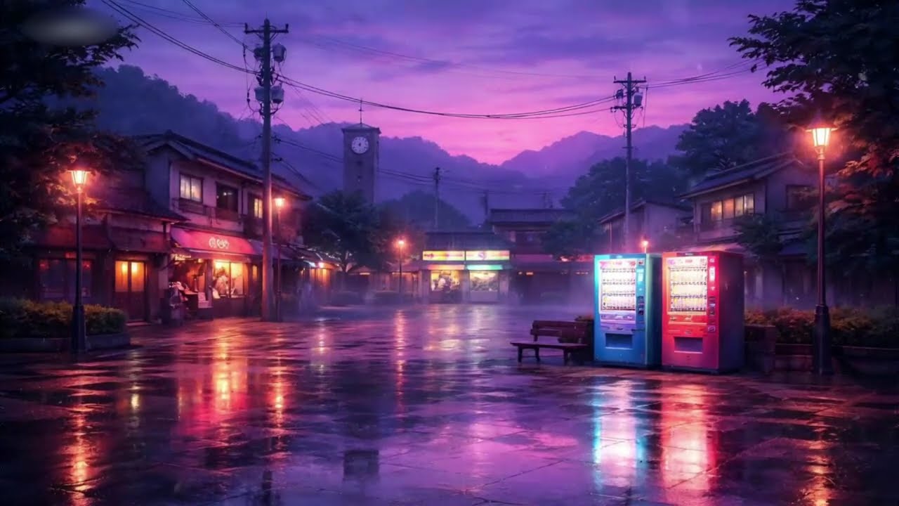 Rainy Lofi Hip Hop Beats for Pure Relaxation [3 Hours] 🍃☔ Dimly-Lit Japanese Vending Machine Corner