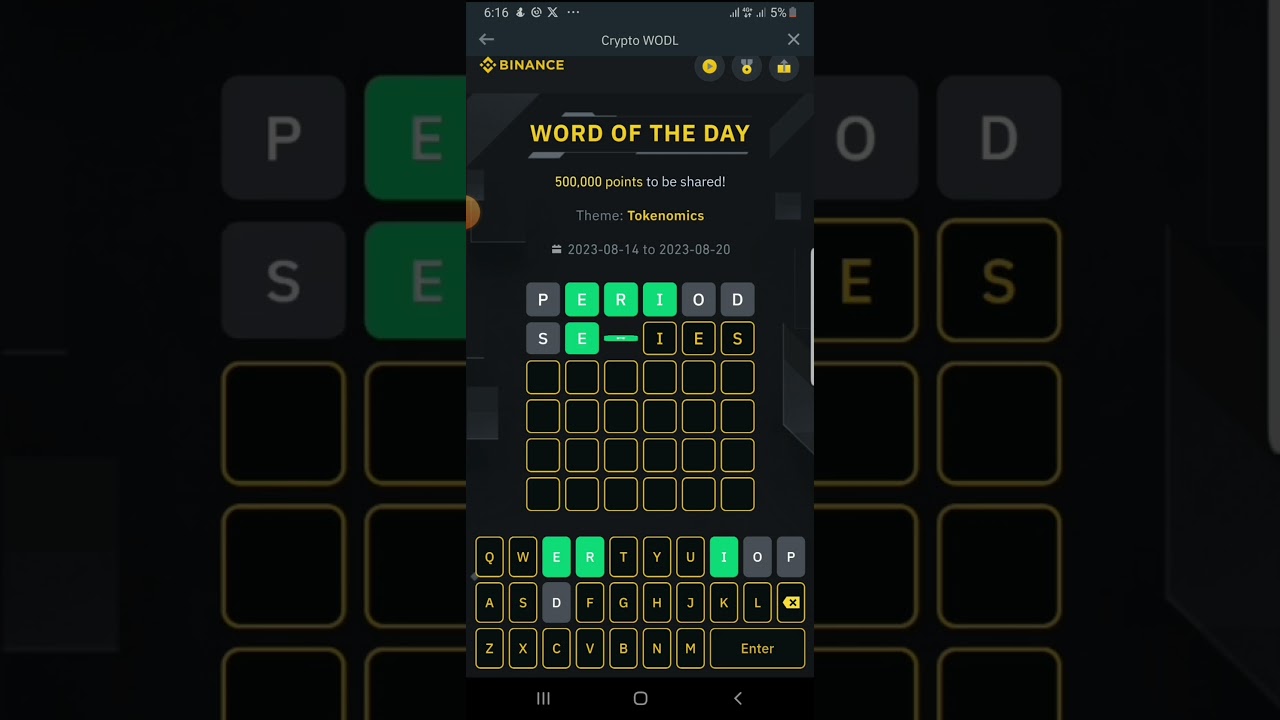 Word of the day Binance today | Theme: Tokenomics | 6 Letters Word | WODL | WOTD | 20-08-2023