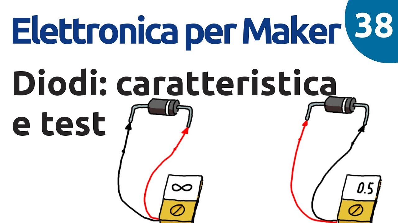 Diodi: caratteristica, datasheet e verifica con il tester - Elettronica per Maker - Video 38