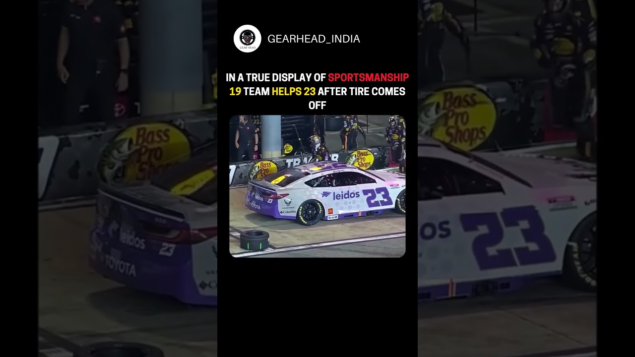 True Sportsmanship in NASCAR 🏁 Team 19 Helps Team 23 After Tire Mishap 🙌 #nascar #sportsmanship