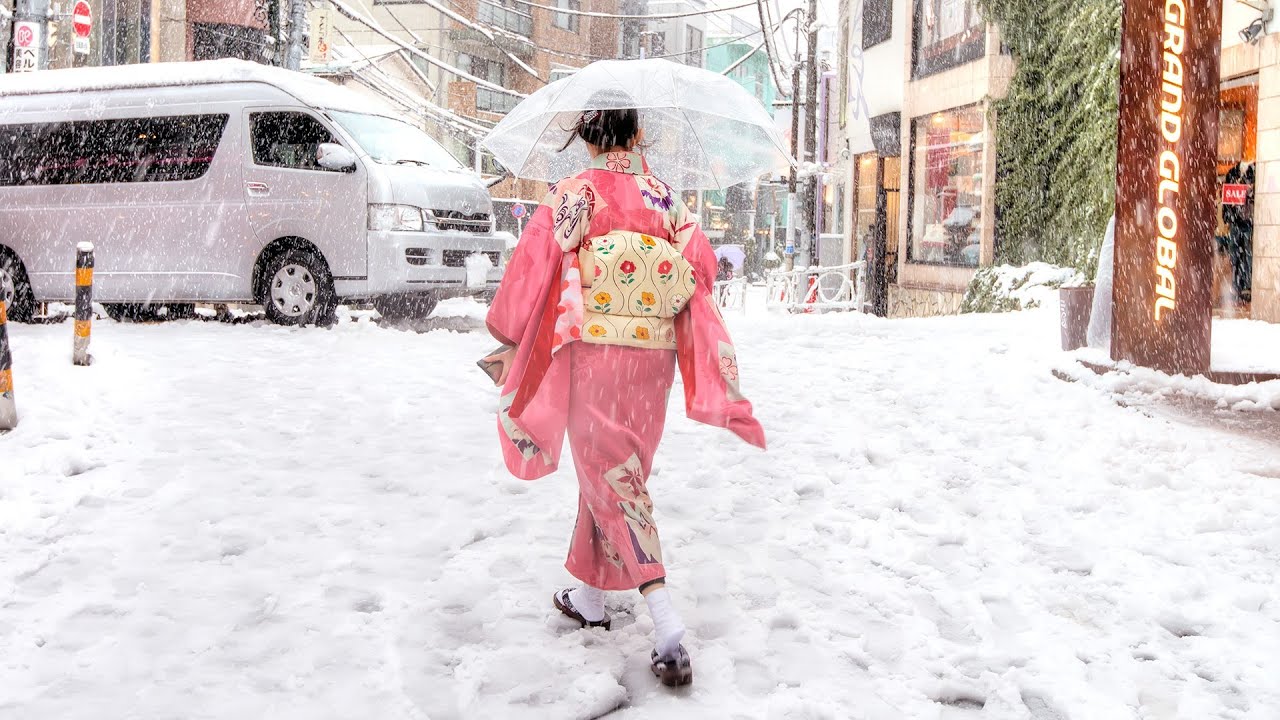 Coming of Age Day Japan 2013 - Snow in Harajuku & Shibuya