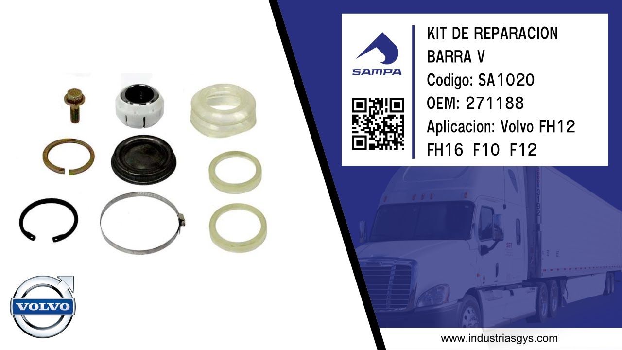 SA1020 - KIT DE REPARACION DE BARRA V CHICA VOLVO ( F10 FM FH12 FH16 ) - SAMPA
