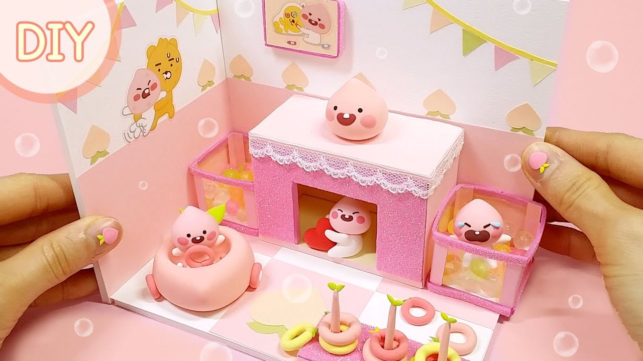[DIY Miniature ~ little apeach playroom] 어피치 방 시리즈 3탄 ! 복숭아향 가득한 놀이방을 만들어 봅시다.