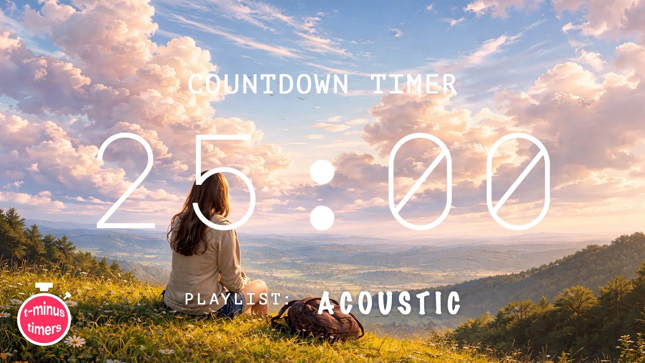 25 minute countdown timer for classroom (with ambient acoustic background music)