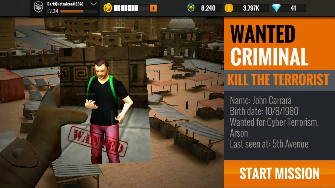 head shot wanted criminal mission 8 to mission 25 sniper 3D android game