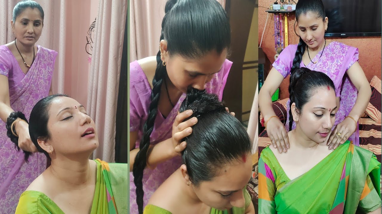 Two Long Hair Friends,One Irresistible Temptation–A Story of Oiled Hair,Close Contact&Silent Craving