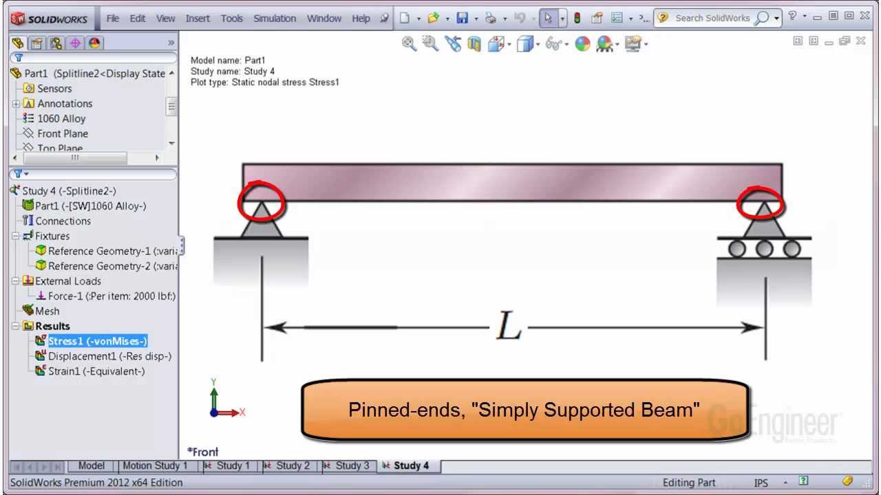 SolidWorks Simulation — шарнирная поддержка (твердотельные элементы)