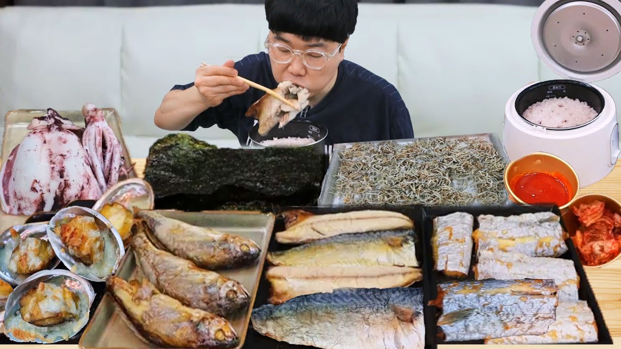 밥도둑 우리나라 수산물 7종류..밥한통 꿀꺽.. 갈치 굴비 고등어 전복 멸치 오징어 김 먹방 가즈아~