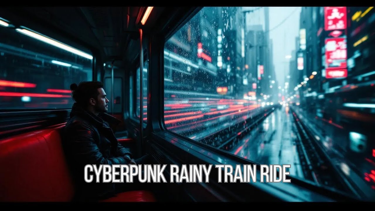 Cyberpunk Rainy Train Ride – Relaxing Ambient