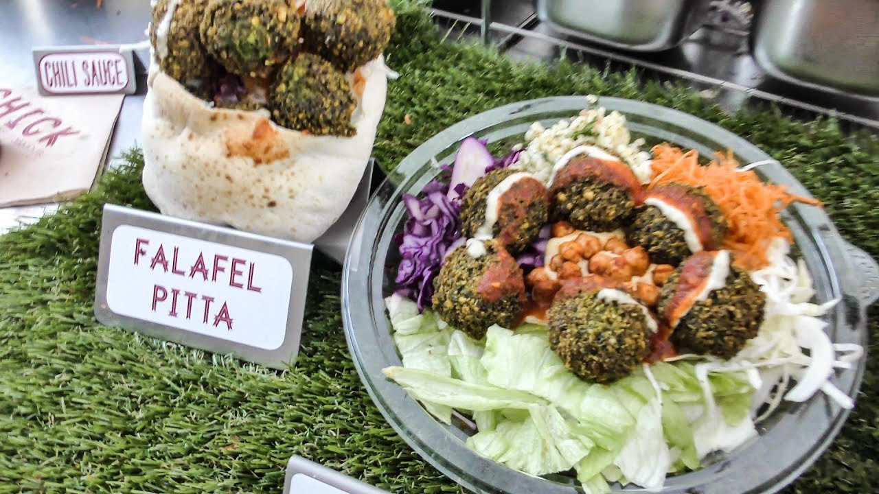 Falafel in Pita Bread Tasted in Leather Lane Market. London Street Food