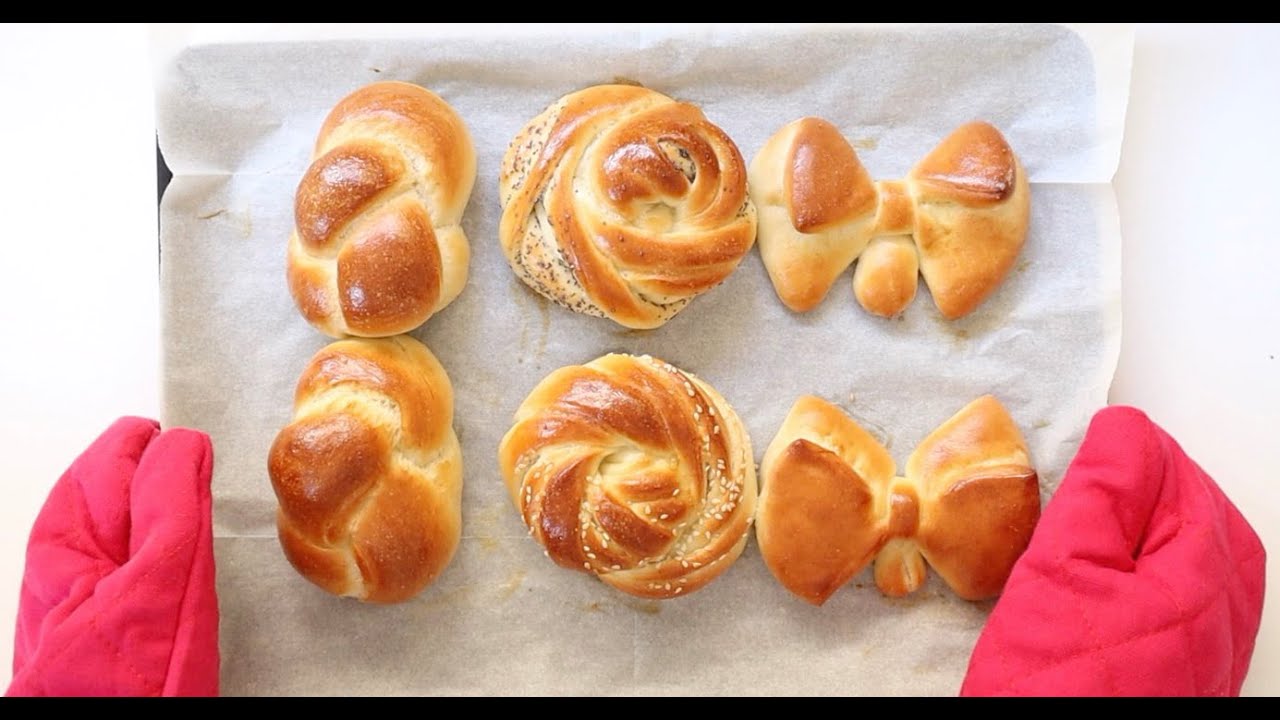 FAÇONNAGE FACILE Petit Pain ou Brioche Fleur, Noeud, Tresse / Easy Bread buns dough knot bow shaping
