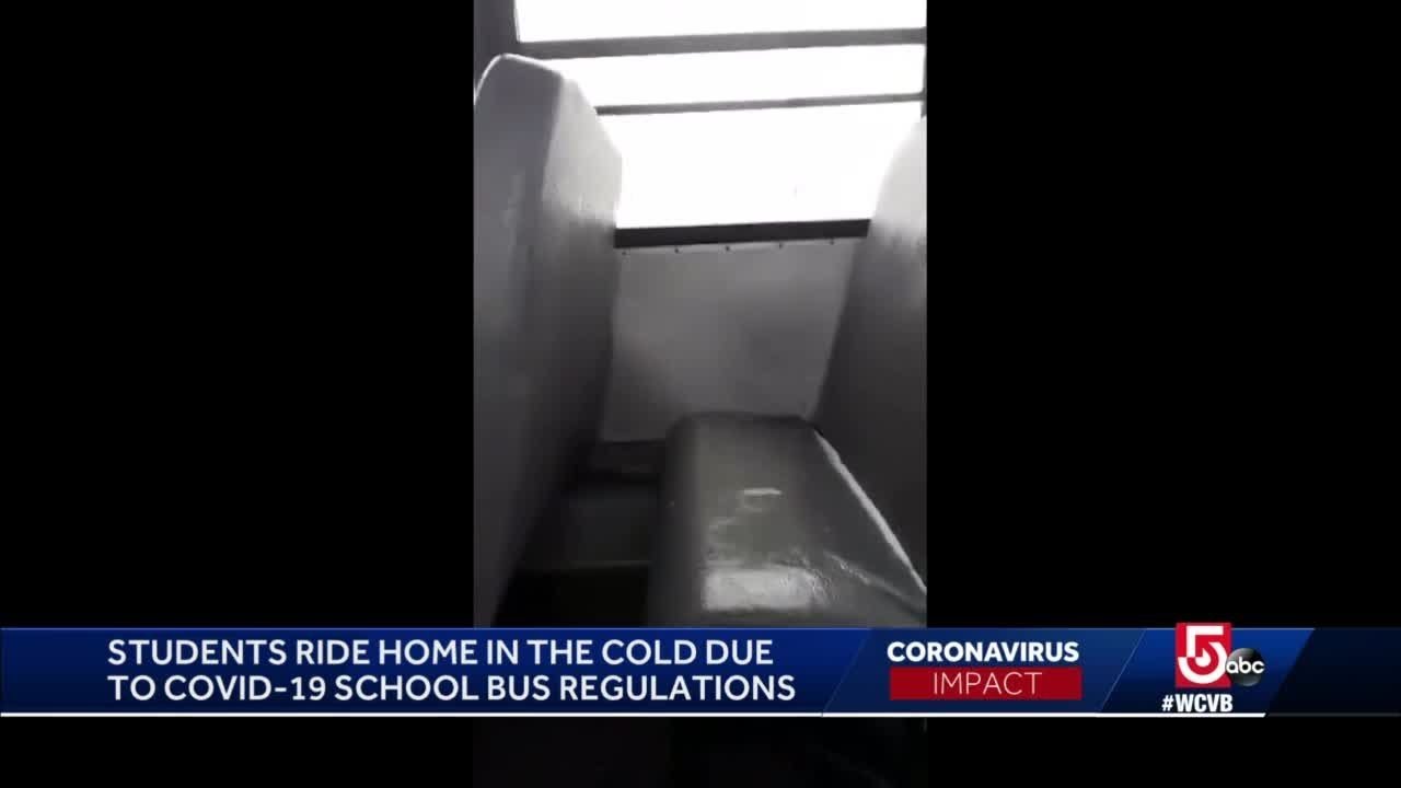 Students ride home in cold, snowy school bus