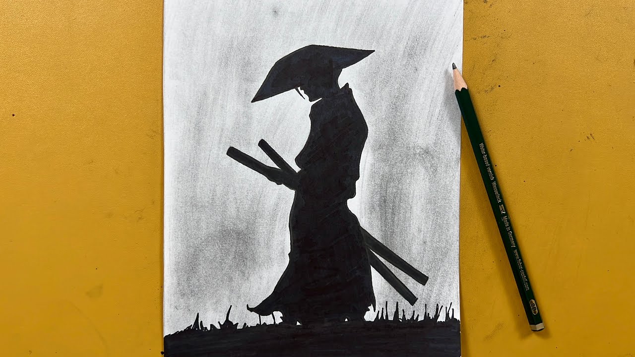 Easy samurai shadow drawing | How to draw strong samurai easy step-by-step | Drawing tutorial