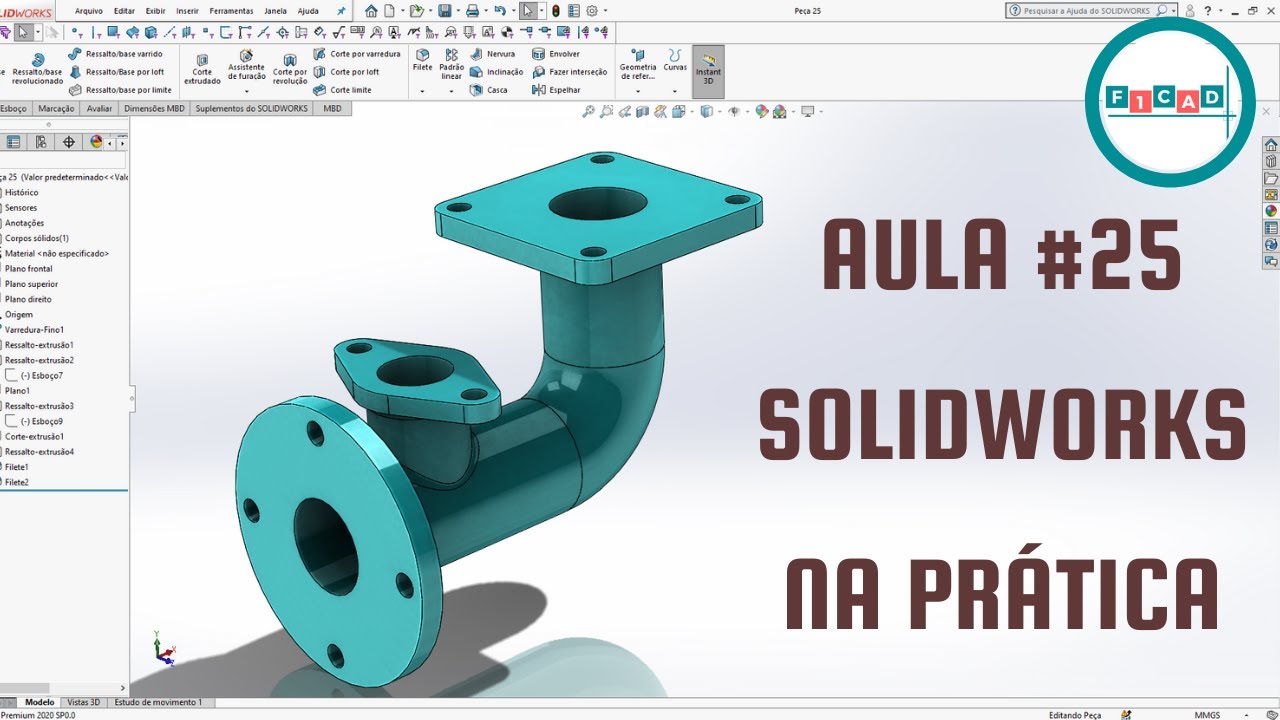 Solidworks aprendendo na Prática # 25 - Video Aula Passo a Passo Tubo com Flange