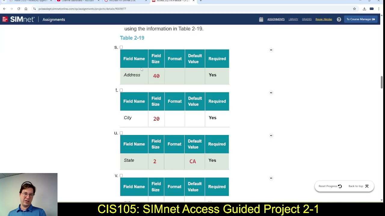 CIS105: 4/10/25: SIMnet Access Guided Project 2-1
