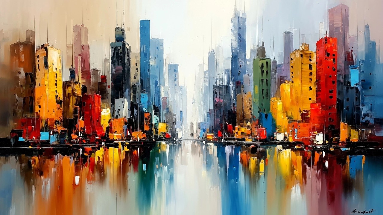 Abstract Impressionism TV Screensaver 🎨 4K Urban Art Display | Silent Frame Artwork