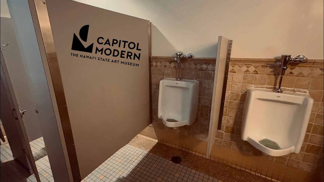 Zurn Urinal & EcoVantage Toilet Flush at the Museum Men’s Restroom | Capitol Modern, Honolulu Hawaii