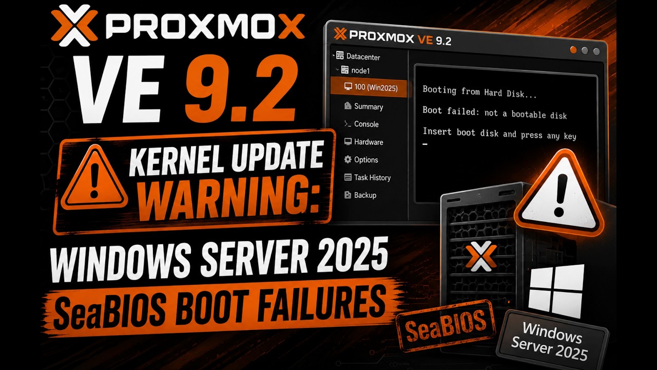 Proxmox VE 9.2 Kernel Update Warning: Windows Server 2025 SeaBIOS Boot Failures