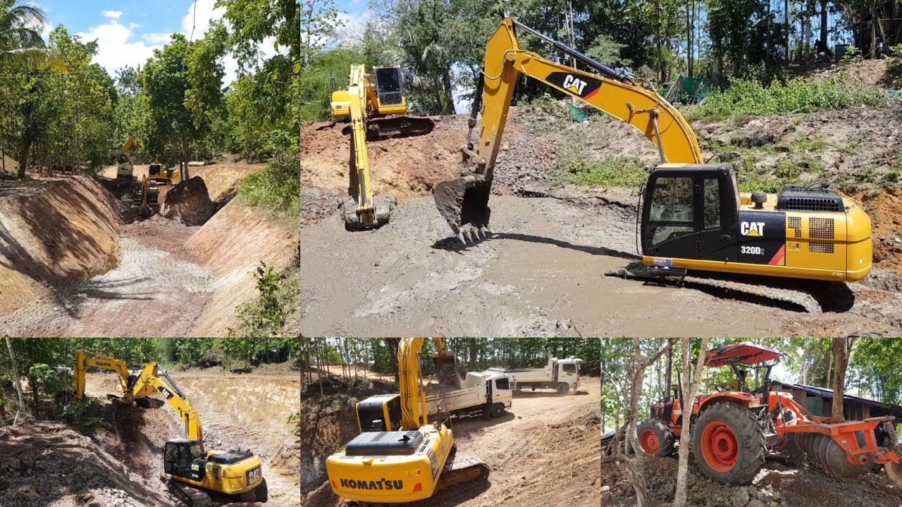 ขุดสระต่อไม่รอแล้วนะ 🔰🔰🔰 แบ็คโฮ CAT 320D2 จับคู่สหายตัวแรง KOMATSU PC 200-8 M0 งานดีลูกค้าขอเบิ้ล