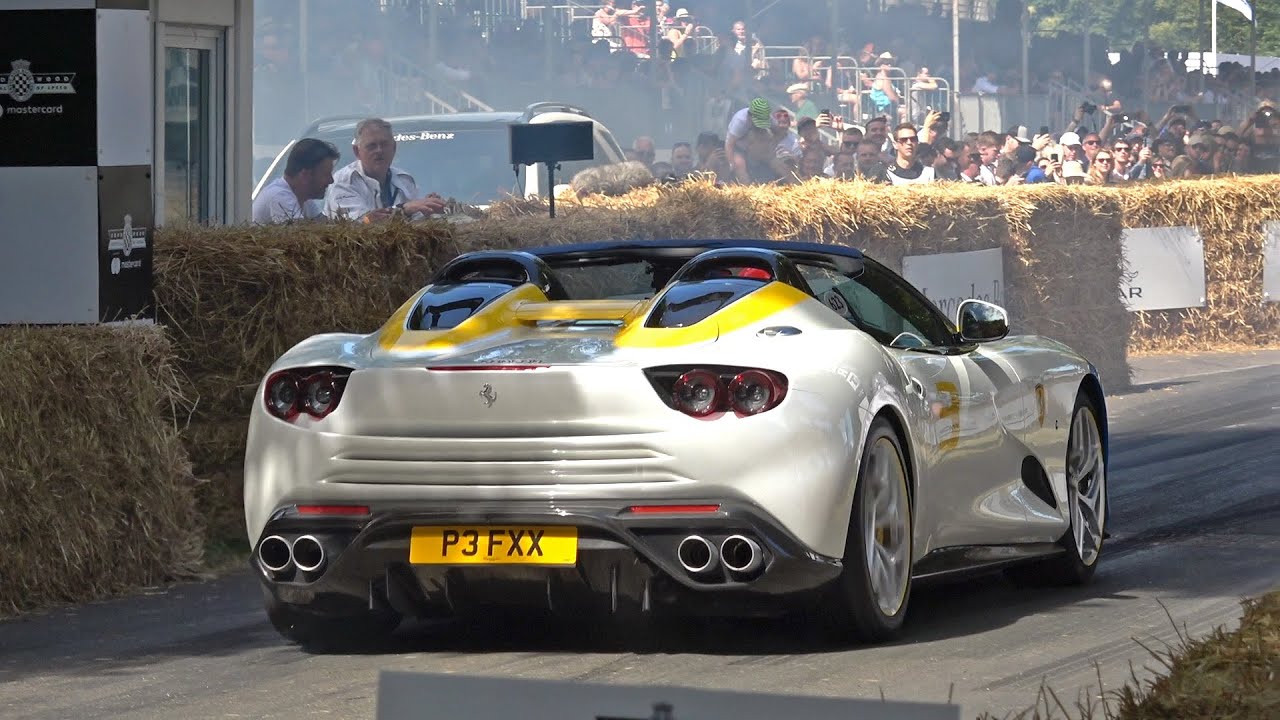 $5.0 Million One-Off Ferrari SP3JC Full Throttle Accelerations @ FOS Goodwood 2019