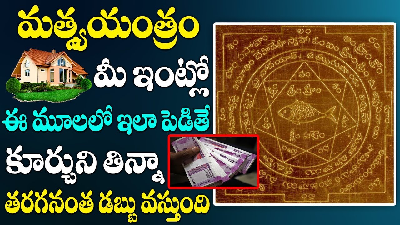 మత్స్యయంత్రం మీ ఇంట్లో అక్కడ పెడితే కూర్చుని తిన్నా తరగనంత డబ్బు వస్తుంది | Matsya Yantram for Money