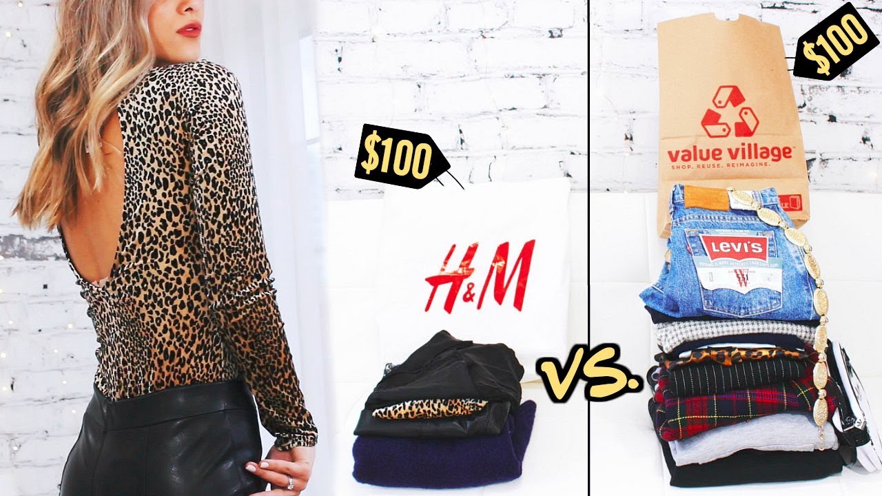 $100 THRIFT HAUL vs $100 from H&M ☆ (you won’t believe it)