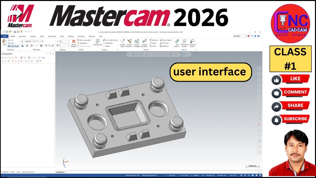 #1 MASTERCAM 2026 | User interface | How to use Mastercam 2026 | MASTERCAM 2026 KESE RUN KARE |