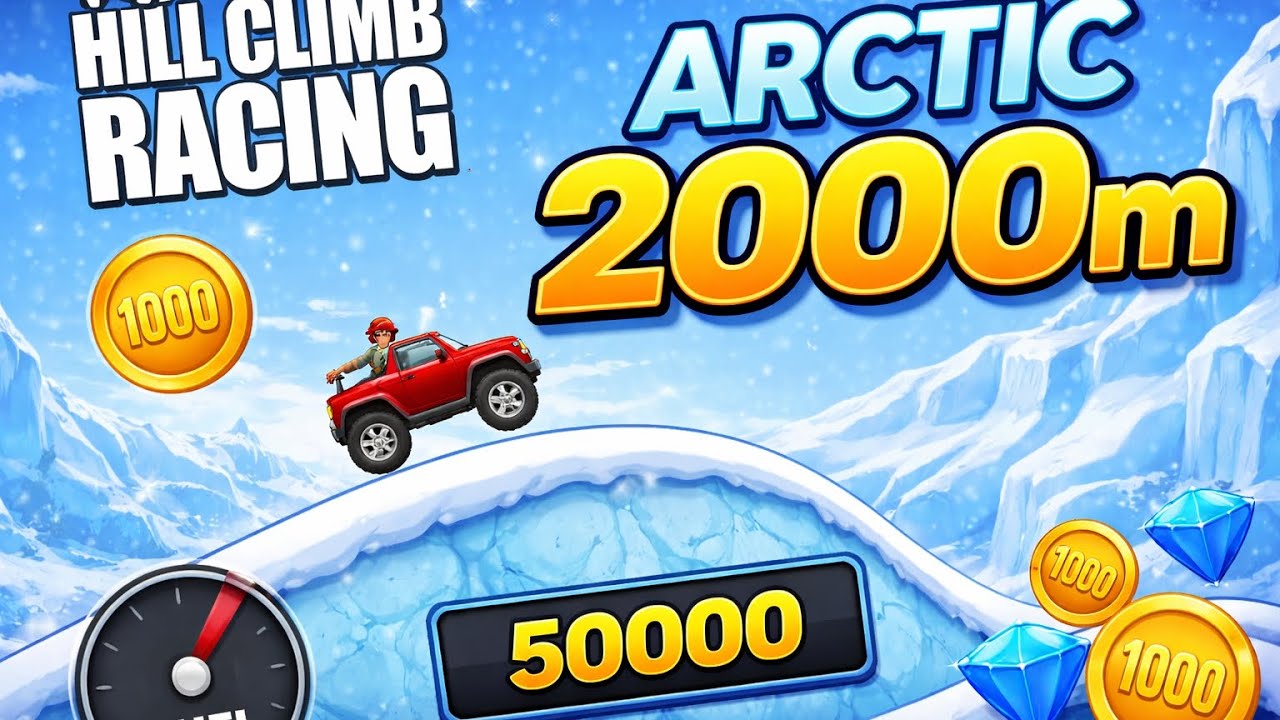 🚗 Hill Climb Racing Arctic ❄️ 2000m Record