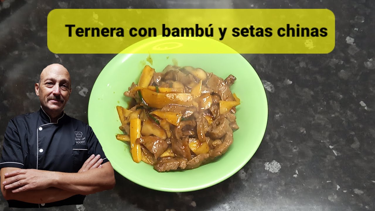 Ternera con bambú y setas chinas (Cocina china)